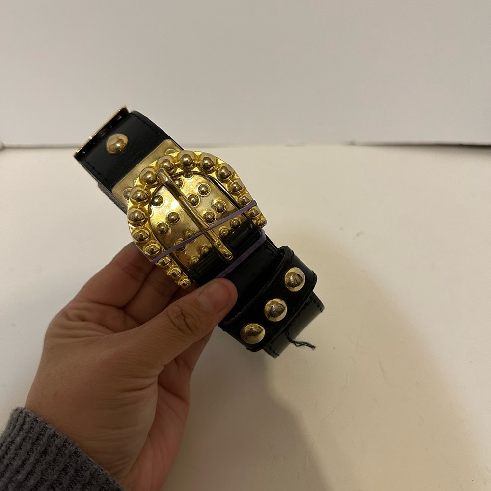 Vintage La Doppia Vita Gold and Black Studded Women's Belt